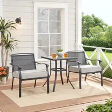 3-Piece Gray Outdoor Furniture Patio Bistro Set