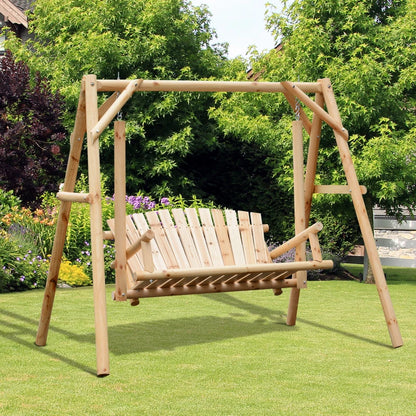 Rustic Natural Wood Log Swing Freestanding