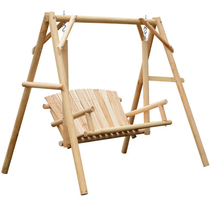 Rustic Natural Wood Log Swing Freestanding