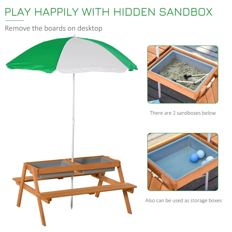 Kids Picnic Table with Sandbox for Camping and Backyard