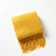 Textured Knitted Diamond Decorative Throw Blanket with Fringe