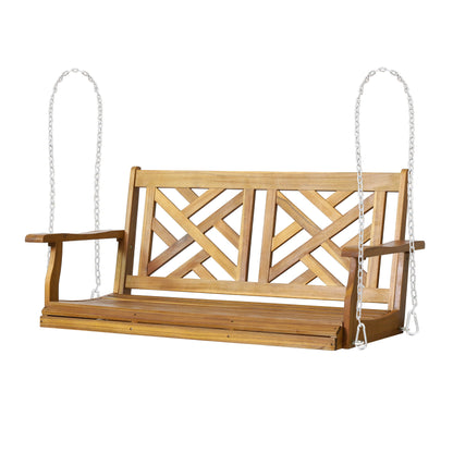 Teak Acacia Wood Outdoor Hanging Porch Swing