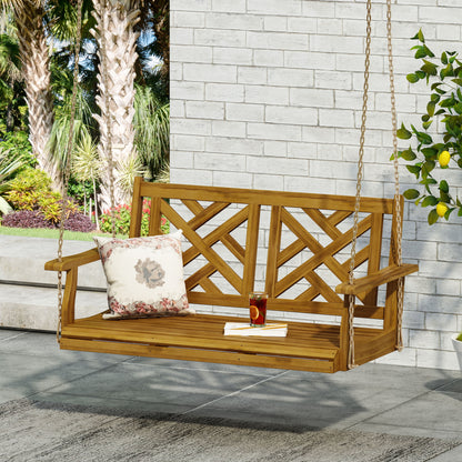 Teak Acacia Wood Outdoor Hanging Porch Swing