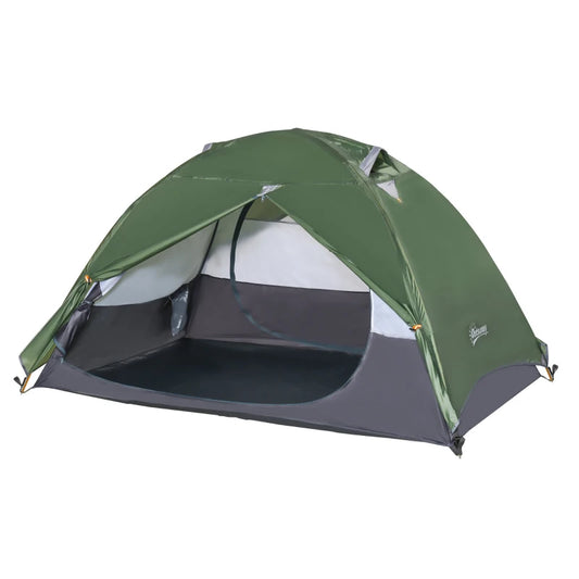 Green Gray Camping Dome Tent for 2 persons