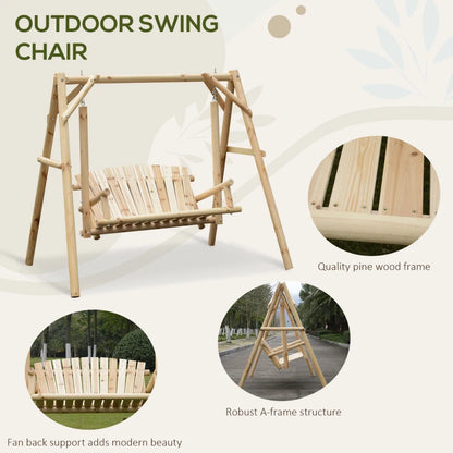 Rustic Natural Wood Log Swing Freestanding