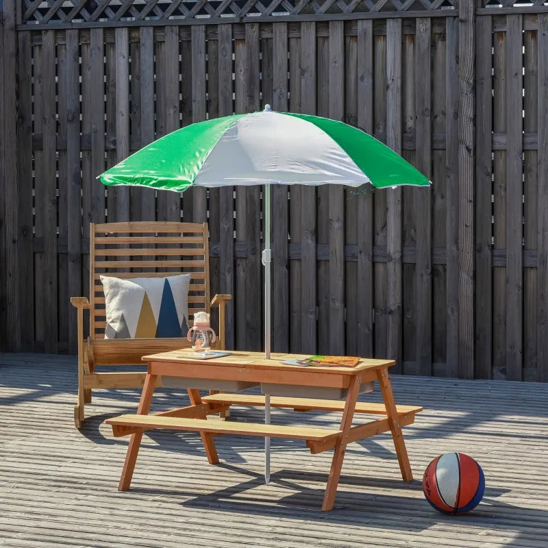 Kids Picnic Table with Sandbox for Camping and Backyard