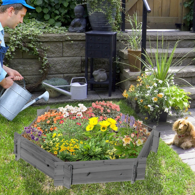 39"x36" Raised Garden Bed Hexagon Screwless Planter Box