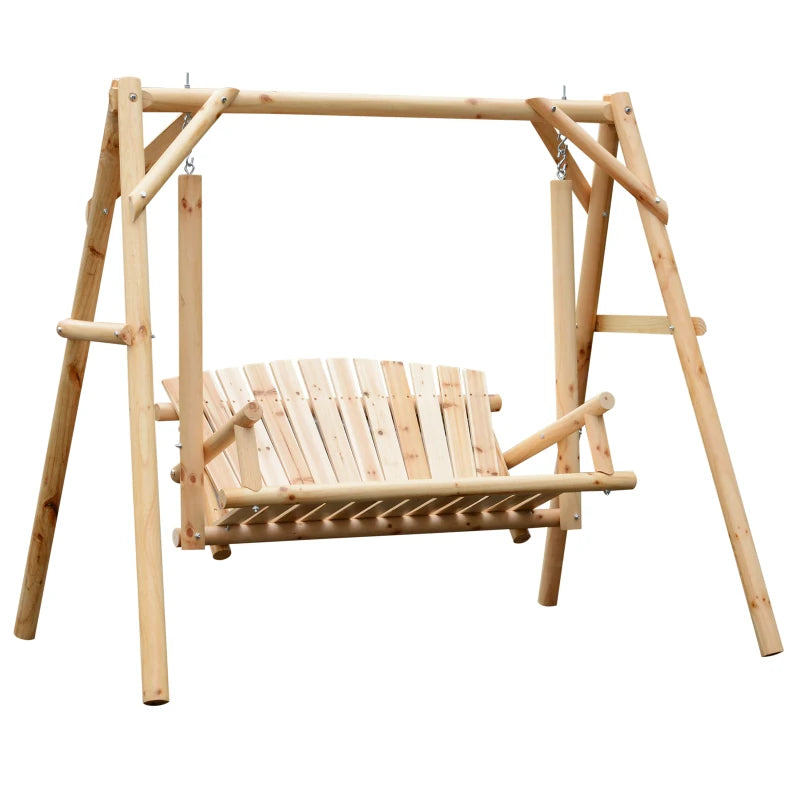 Rustic Natural Wood Log Swing Freestanding