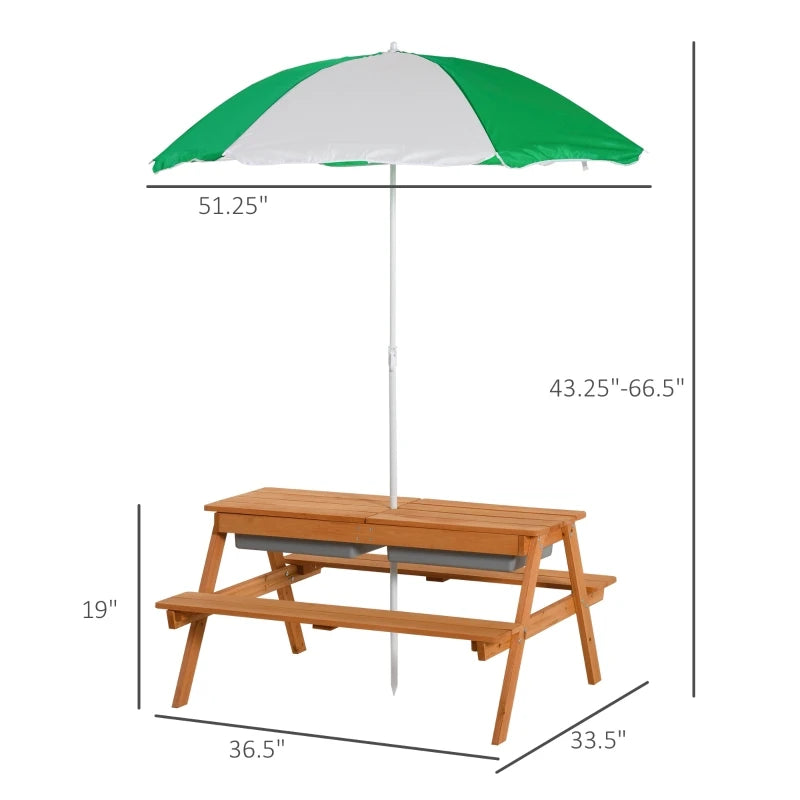 Kids Picnic Table with Sandbox for Camping and Backyard